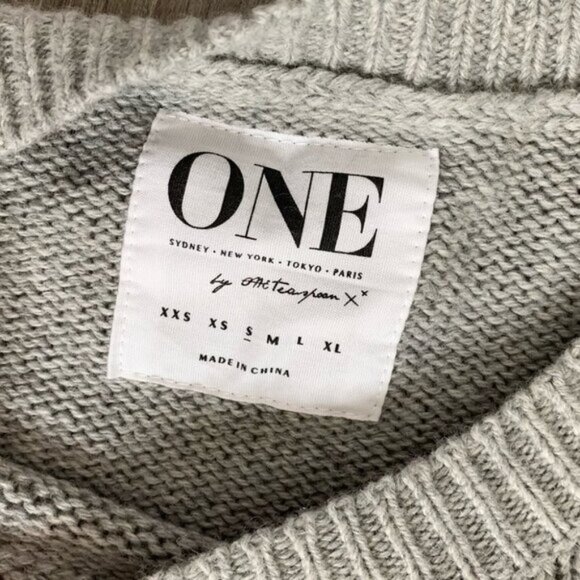 Revolve One Teaspoon Classic Cotton Chunky Knit Sweater Gray Oversized Size S - Picture 11 of 16